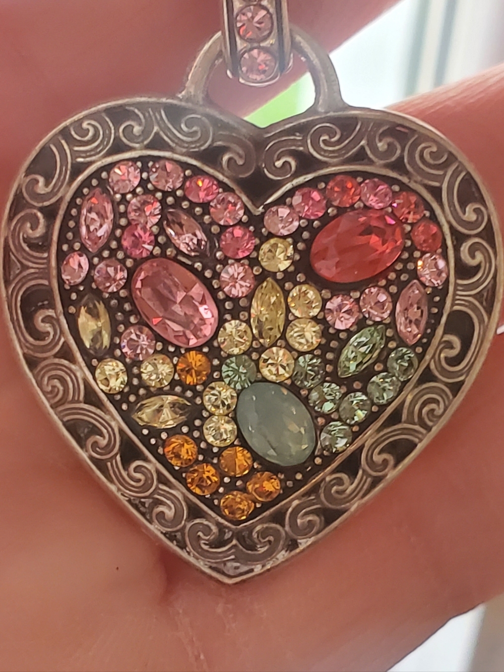Brighton 16" Heart Necklace with Rainbow Colored Stones